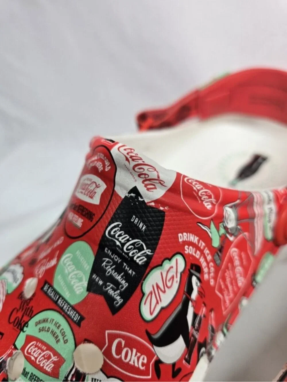 Crocs Mens COCA COLA ALL-TERRAIN CLOG White Red MENS SIZE 15- MISSING CHARMS